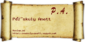 Páskuly Anett névjegykártya
